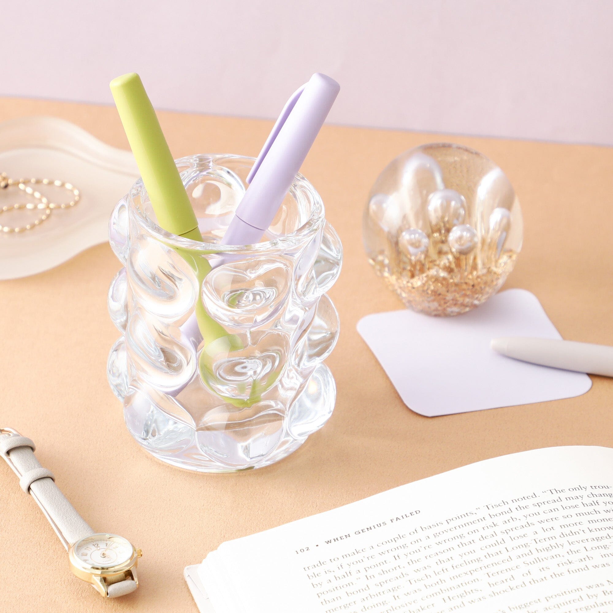 Bubble Glass Pen Holder Clear