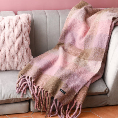 Mohair Checked Throw (Lap Blanket) 1700 X 1300 Pink