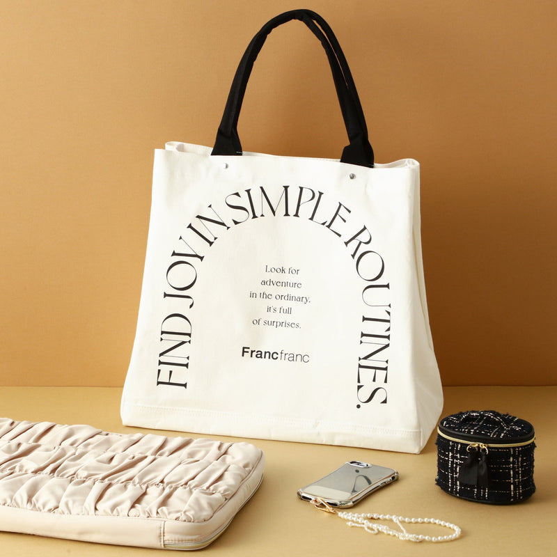 Logo Tote Bag Typography Large Ivory