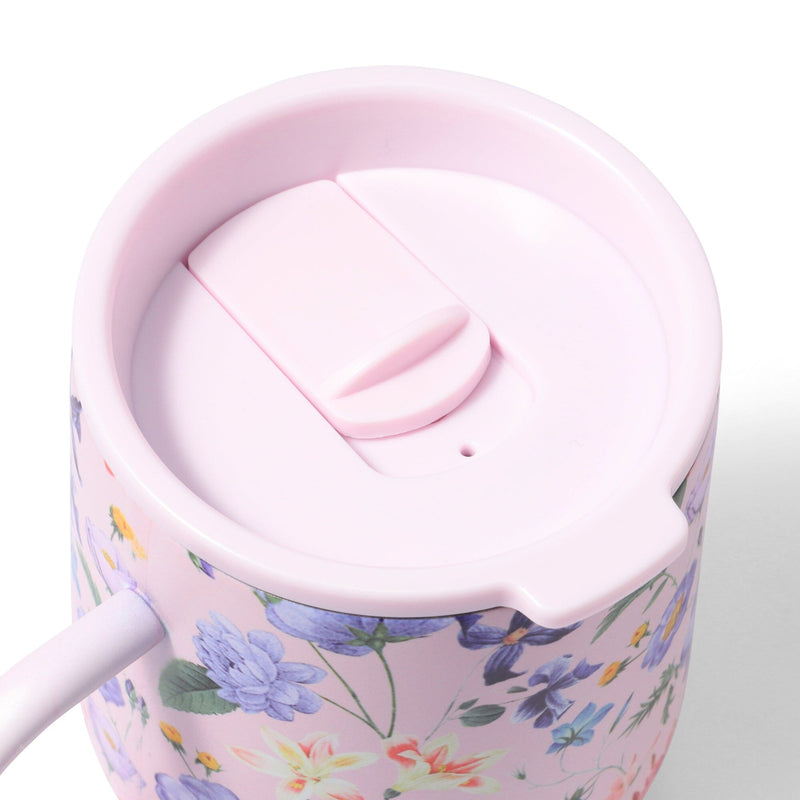 不銹鋼保溫杯連杯蓋 320ml 多花粉紅色