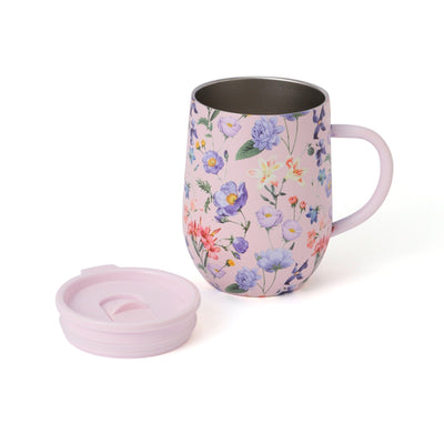 Stainless Steel Thermo Mug with Lid 320ml Multiflower pink