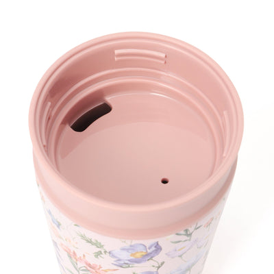 不銹鋼水杯連手把杯蓋 270ml 花圖案粉紅色