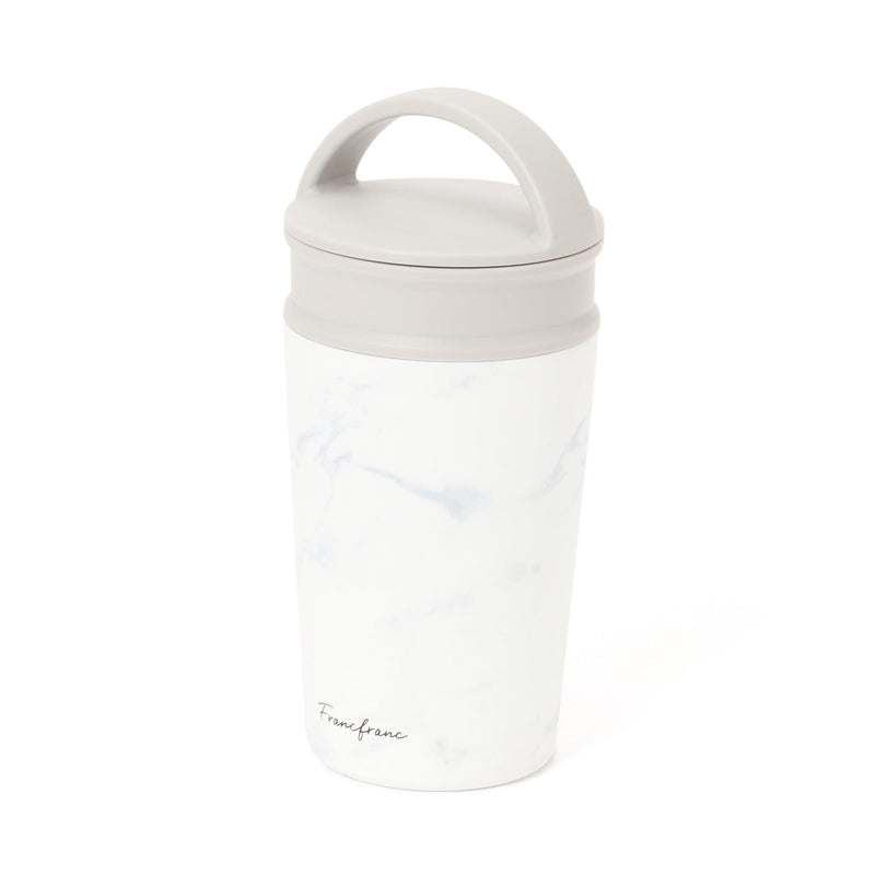 Stainless Steel Tumbler With Handle 270ml  Marble White