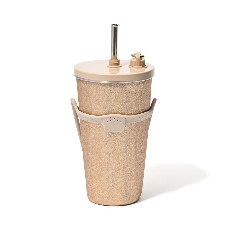 Stainless Steel Tumbler With Straw Glitter Gold