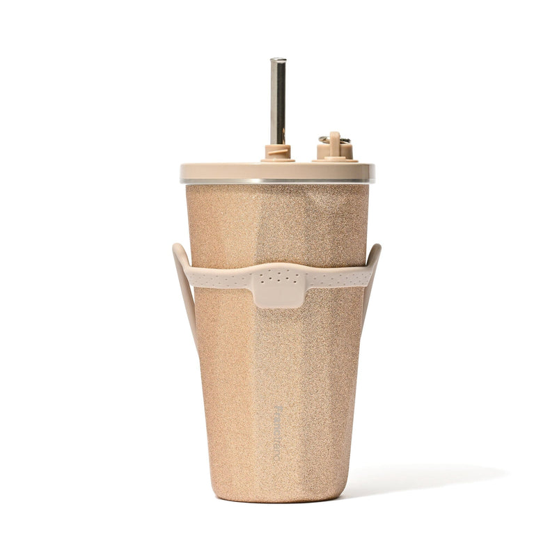 Stainless Steel Tumbler With Straw Glitter Gold
