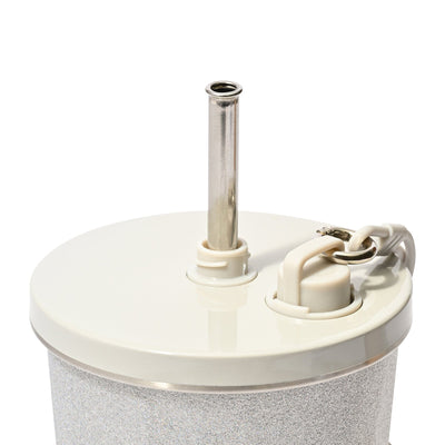 Stainless Steel Tumbler With Straw Glitter Silver