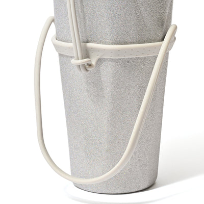 Stainless Steel Tumbler With Straw Glitter Silver
