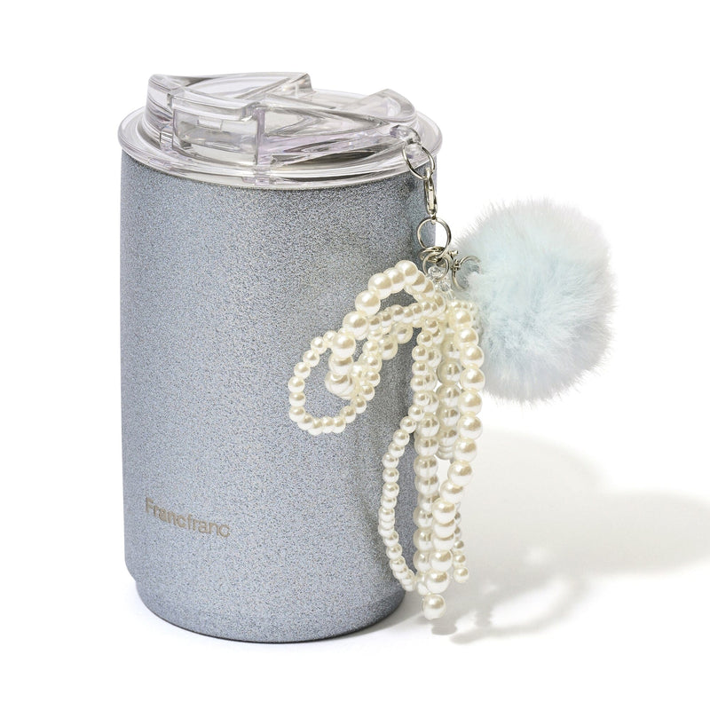 Stainless Steel Tumbler With Charm Glitter Blue