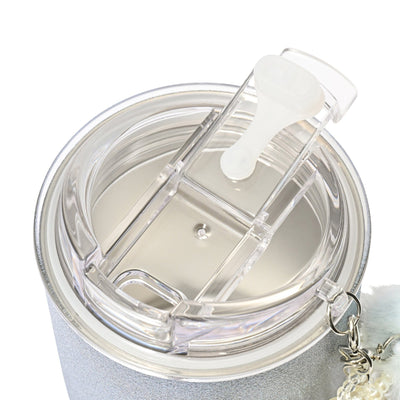 Stainless Steel Tumbler With Charm Glitter Blue