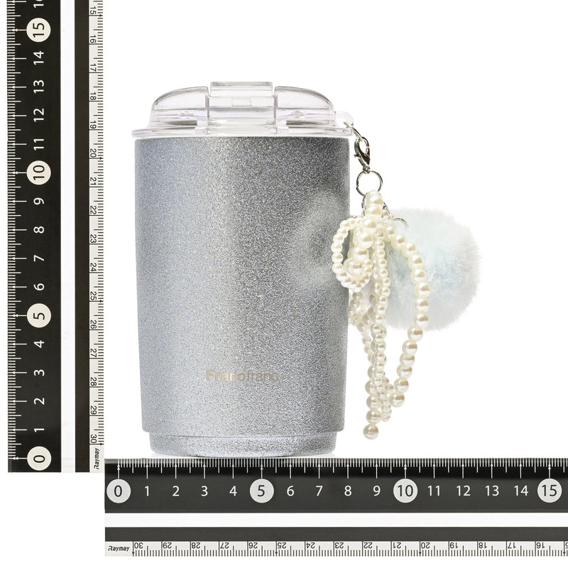 Stainless Steel Tumbler With Charm Glitter Blue