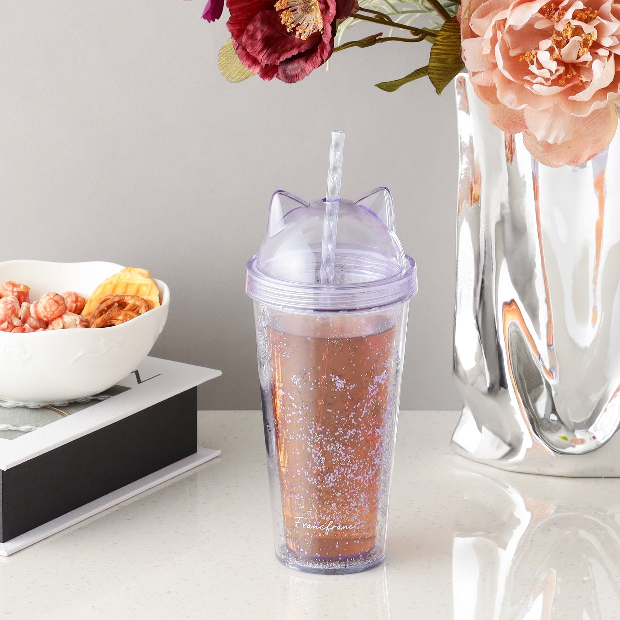 Cat Plastic Tumbler Light Blue