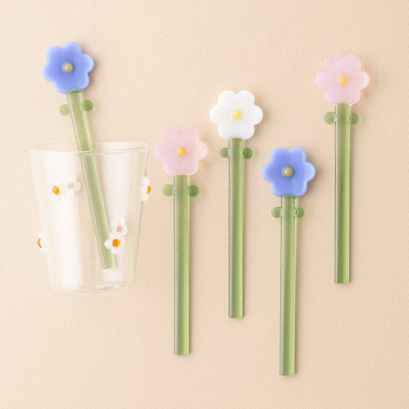 Glass Flower Muddler White