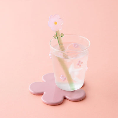 Glass Flower Muddler Pink