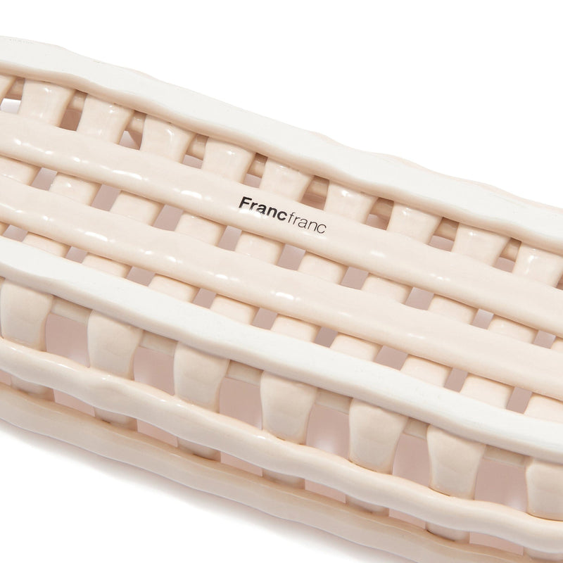 編織陶瓷餐具盒 象牙色