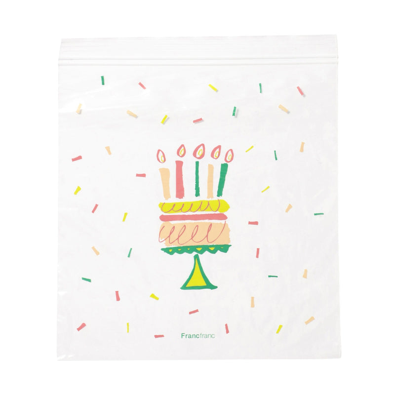 雙重鎖緊密實袋 中號/大號 生日蛋糕與彩色格紋圖案混色