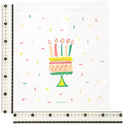 雙重鎖緊密實袋 中號/大號 生日蛋糕與彩色格紋圖案混色