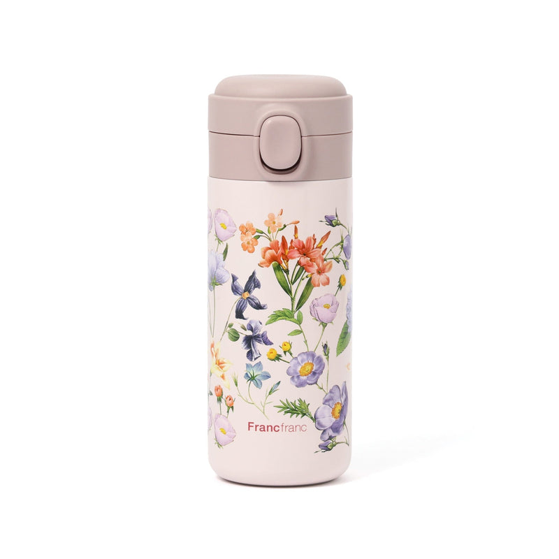 One-Touch Stainless Steel Bottle 350Ml Multi-Flower Pink