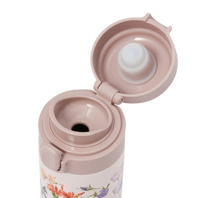 One-Touch Stainless Steel Bottle 350Ml Multi-Flower Pink