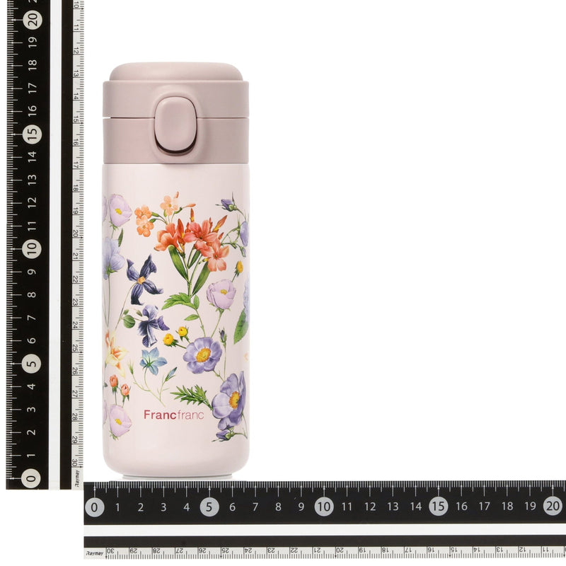 One-Touch Stainless Steel Bottle 350Ml Multi-Flower Pink