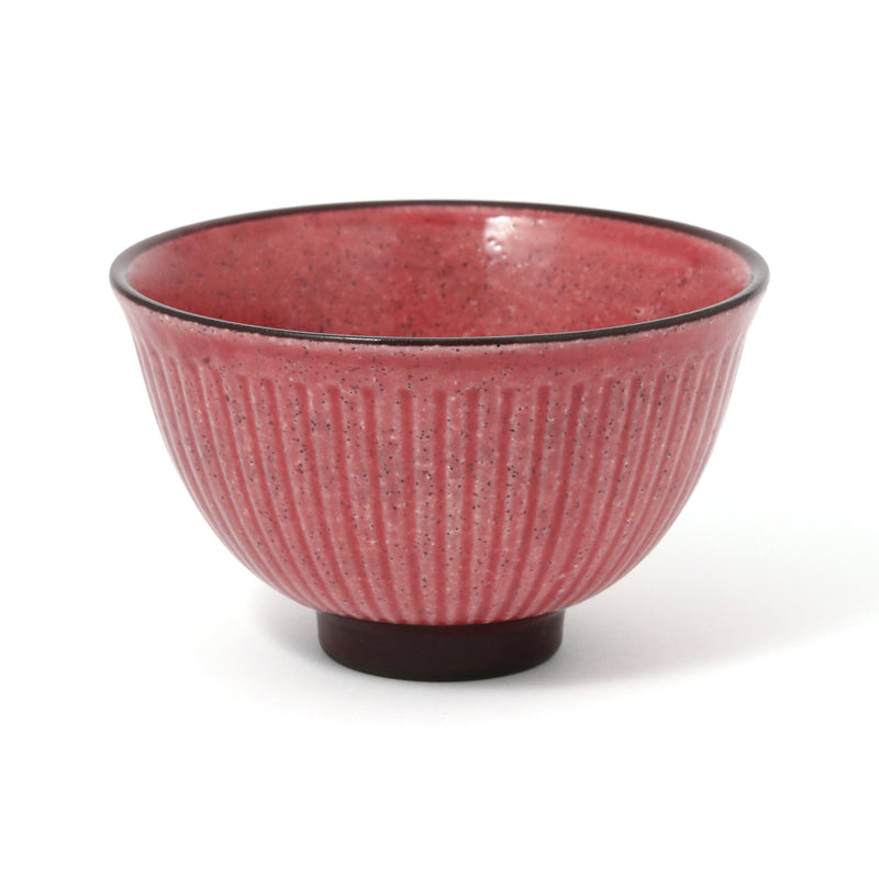 Mino Rice Bowl Shinogi Large Red