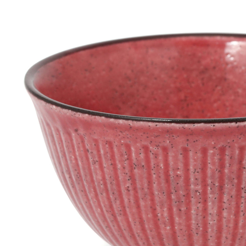 Mino Rice Bowl Shinogi Large Red