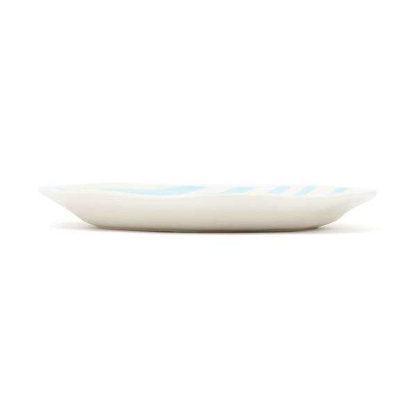 Hand Painted Plate Stripe L Light Blue