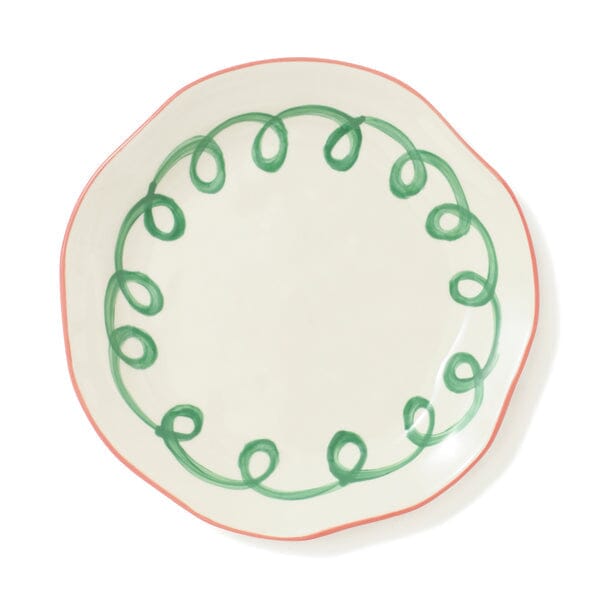 Hand Painted Plate Twirl L Green