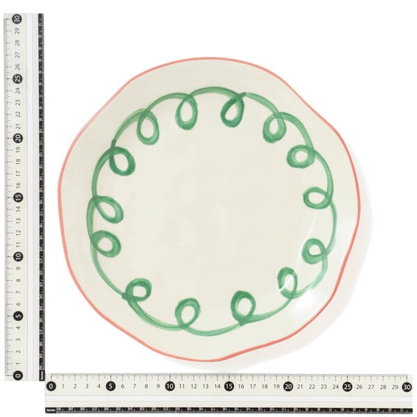 Hand Painted Plate Twirl L Green