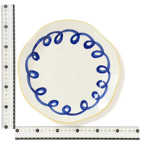 Hand Painted Plate Twirl L Blue