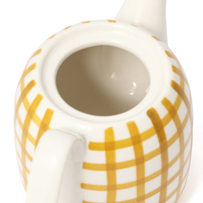 Hand Painted Teapot Check Yellow