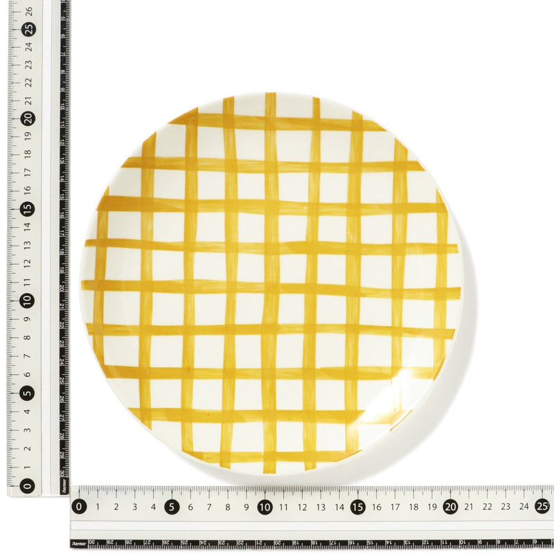 Hand Painted Check Plate Medium Yellow