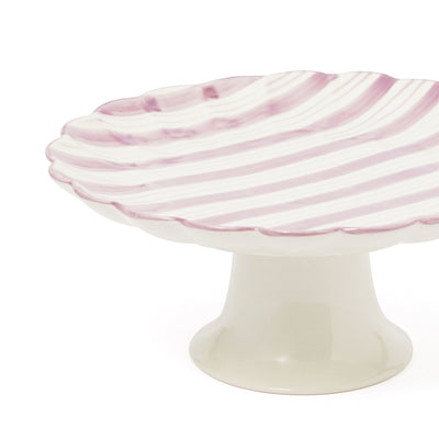 Hand painted cake stand striped purple