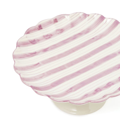 Hand Paint Cake Stand Striped Purple