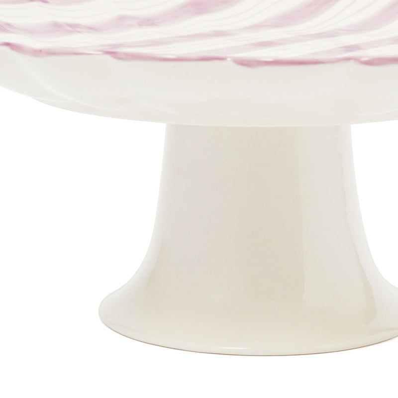 Hand painted cake stand striped purple