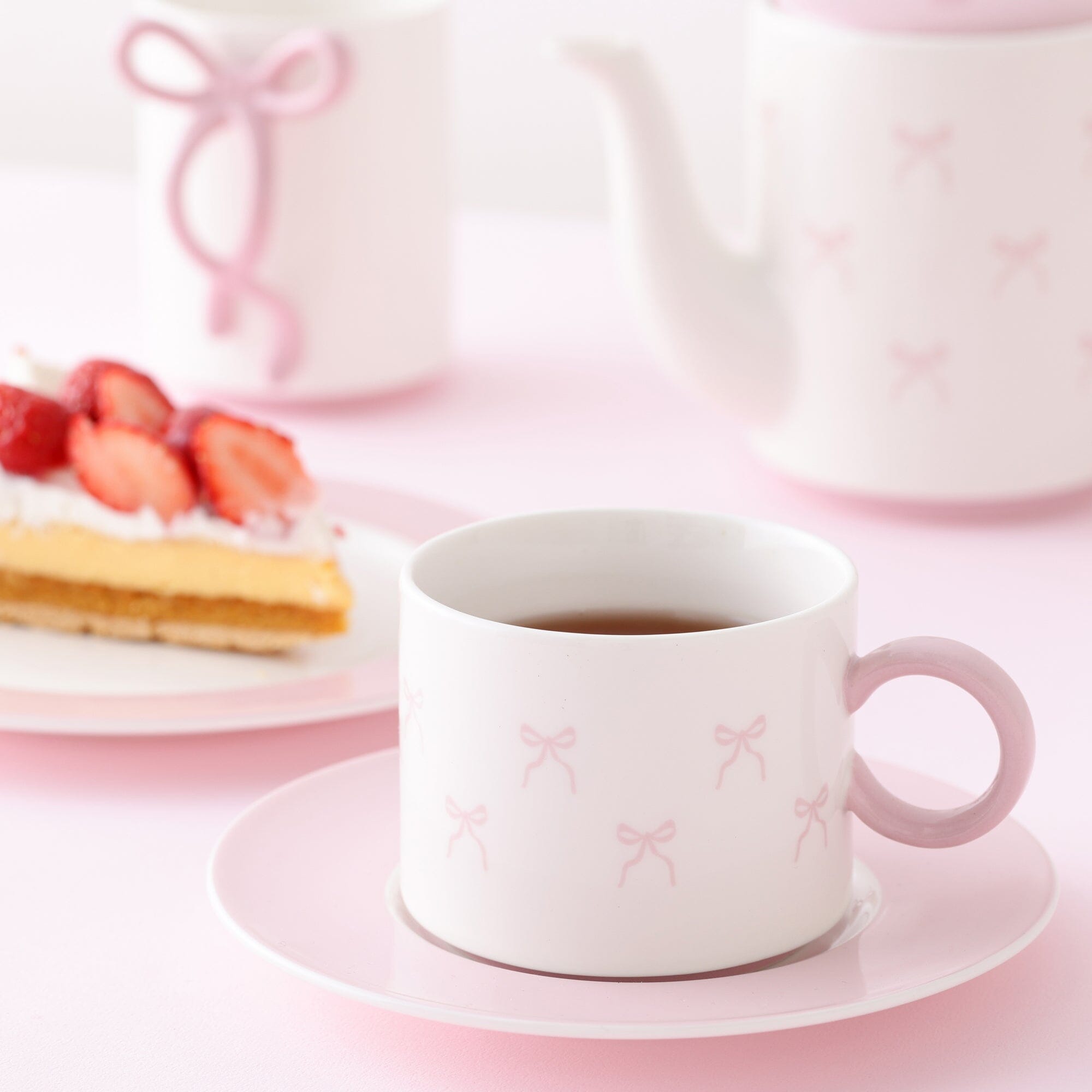 Ribbon Cup & Saucer Pink
