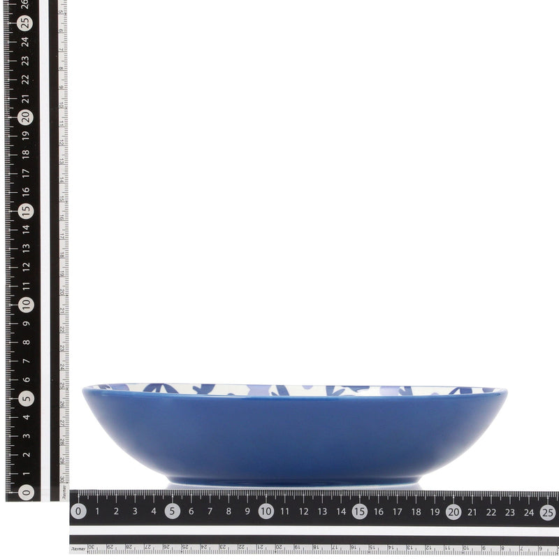 Iroiro Oval Deep Plate Navy Flower