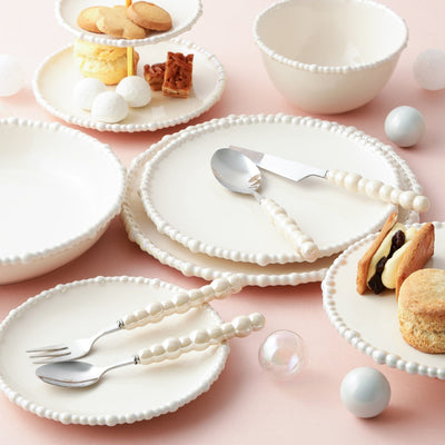 Pearl Cake Stand 1 Tier Beige