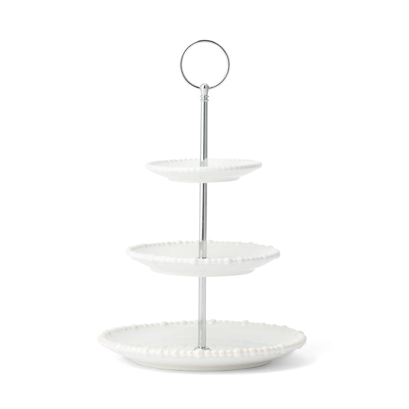 Pearl Cake Stand 3 Tier White