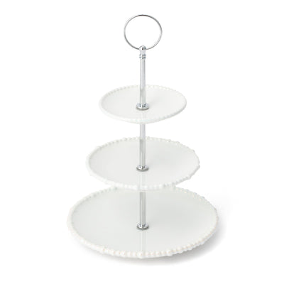 Pearl Cake Stand 3 Tier White