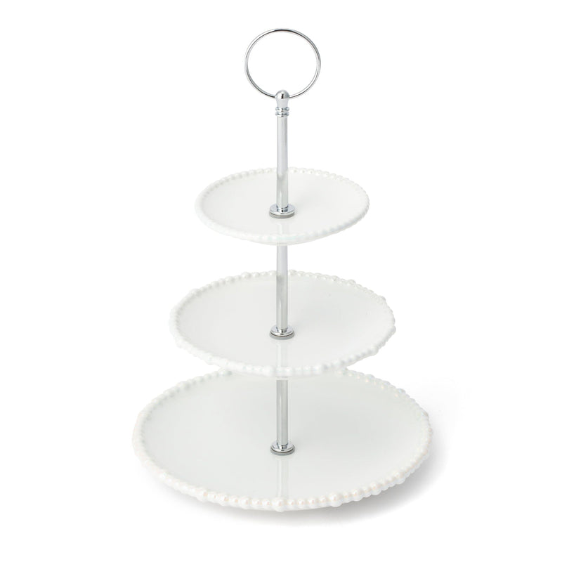 Pearl Cake Stand 3 Tier White