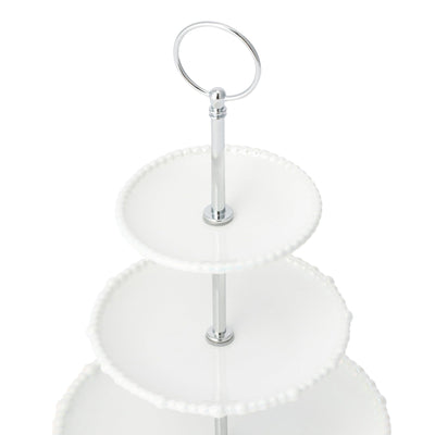 Pearl Cake Stand 3 Tier White