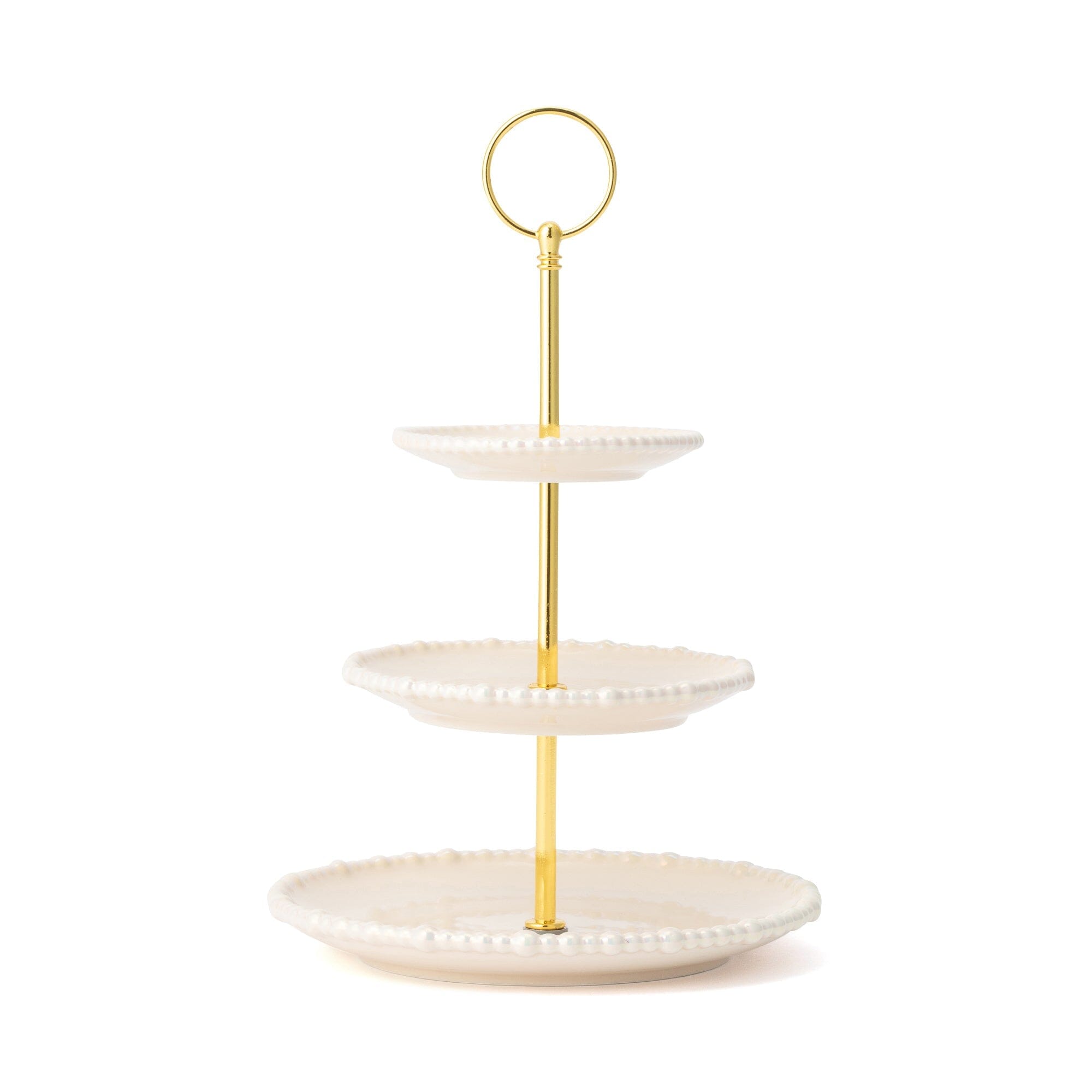 Pearl Cake Stand 3 Tier Beige