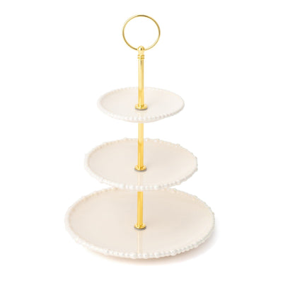 Pearl Cake Stand 3 Tier Beige
