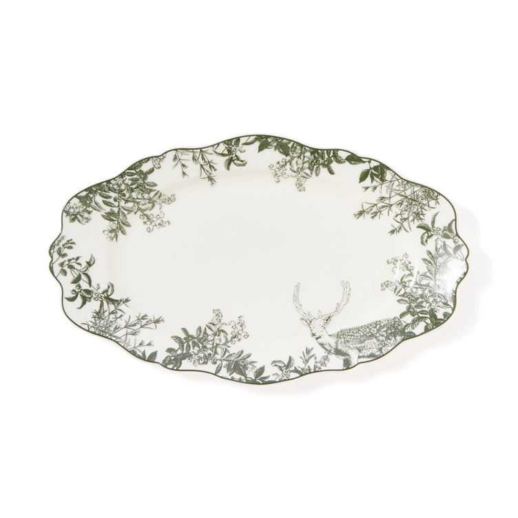 Jouy Oval Plate Green