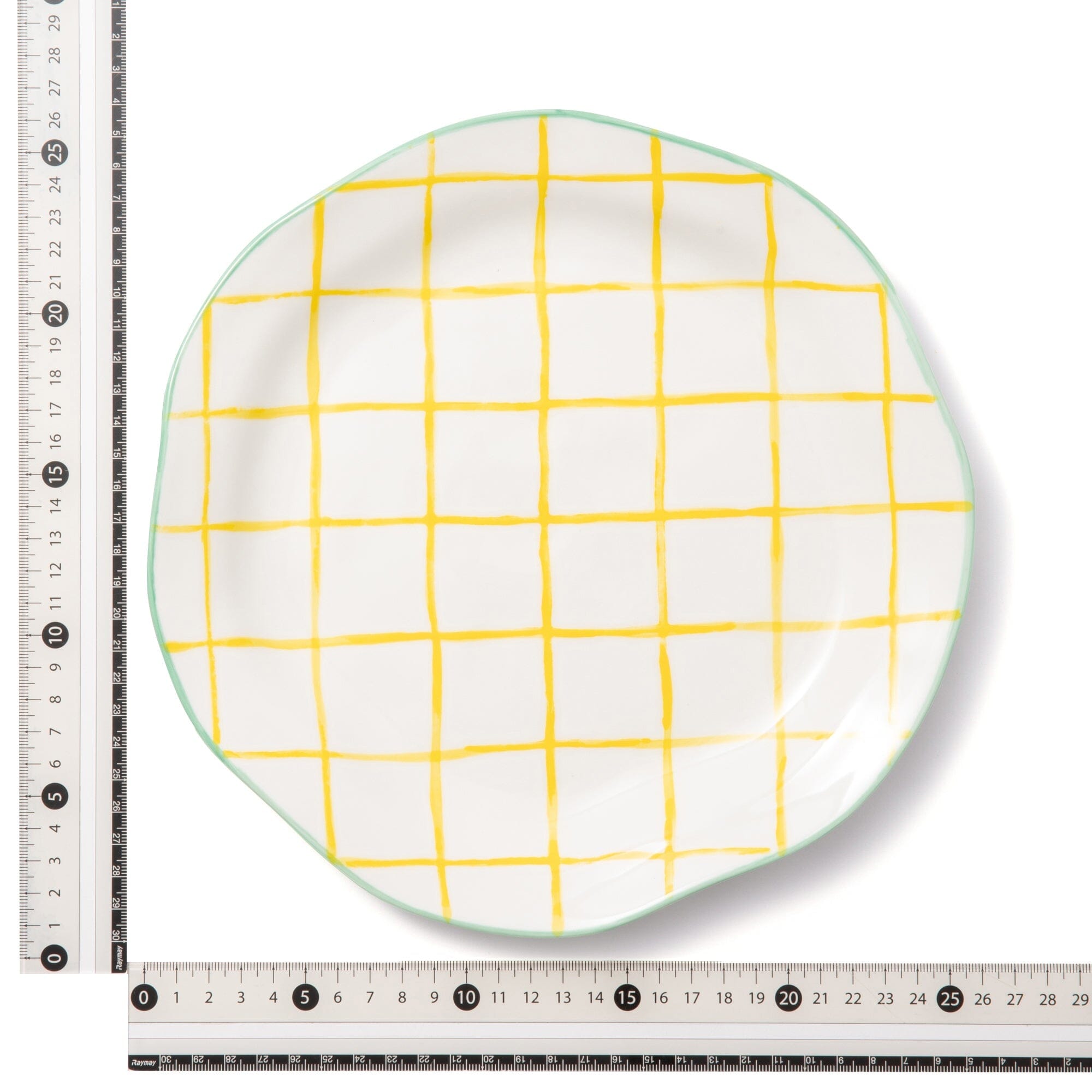 Hand Paint Plate Check  Large Yellow