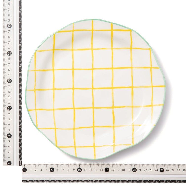 Hand Paint Plate Check  Large Yellow