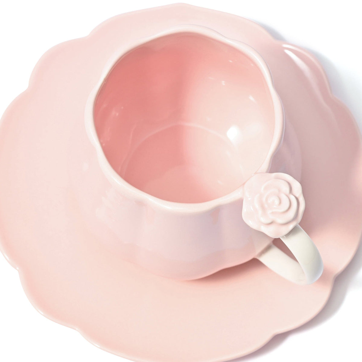 Rose Relief Cup & Saucer Pink