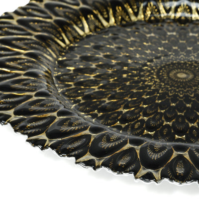 Peacock Glass Plate  Black