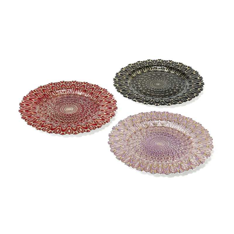 Peacock Glass Plate  Red