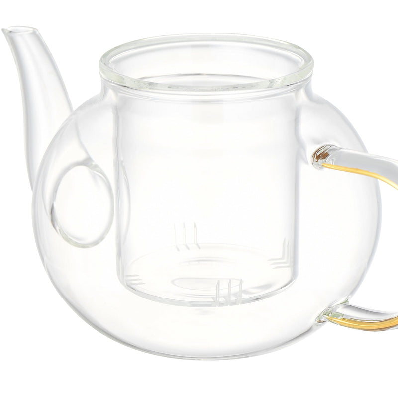 CLEAR GLASS 透明玻璃茶壺金色